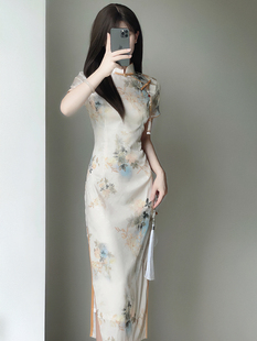 新中式国风提花旗袍2024夏季年轻款少女，高级感优雅气质连衣裙