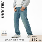 ABLE JEANS直筒滑板裤24春男士乡心新岁弹力直筒牛仔裤801507