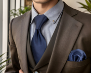 品牌领带正装纯深蓝色 男士商务职业韩版超长领带 礼盒装