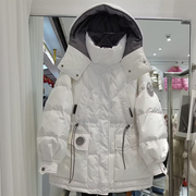 300斤大码女装胖mm冬季加厚工装棉服女重工白色中长款连帽外套潮