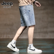 jeep吉普牛仔短裤男士，夏季新薄款宽松五分裤潮流，直筒休闲中裤男裤
