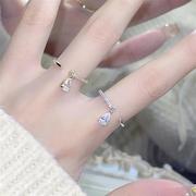 s925纯银戒指水滴微镶锆石镀金戒指，女开口可调节简约叠戴轻奢指环