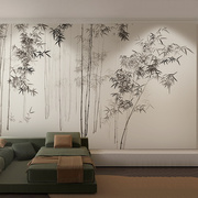 新中式仙鹤中国风竹子，壁纸客厅墙纸，卧室无纺布壁画电视背景墙壁纸