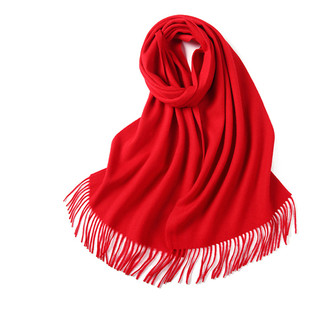 鄂尔多斯市大红色羊绒围巾定制logo中国红纯羊绒围脖秋冬男女羊毛