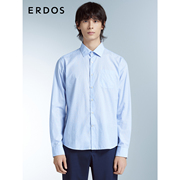 ERDOS 男装纯棉衬衫早春长袖浅蓝色条纹商务休闲简约易搭配