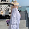 设计感小众旅行度假拍照夏天海边长裙白色连衣裙，大码宽松吊带裙子