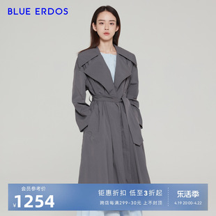 blueerdos女装秋冬装外套气质，通勤大翻领，风衣外套女