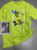 荧光黄涂鸦(黄涂鸦)圆领，图案短袖t恤女2024夏装卡通蘑菇印花中长款上汗衫