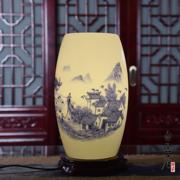 现代中式灯具，景德镇薄胎陶瓷台灯复古典床头灯，青花瓷粉彩陶瓷