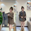 欧货2023秋季韩版时尚套装，宽松长袖设计感卫衣，牛仔宽松马甲女