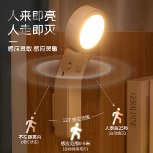 智能人体感应灯LED小夜灯家用充电卧室床头台灯走廊楼道自动开关