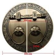 大门门栓拉手圆形纯铜门锁实木，中式老式栓，门环插销实心通体铜拉环