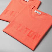 无律250g橙色重磅，t恤男宽松圆领短袖厚实休闲纯棉字母印花半袖衫