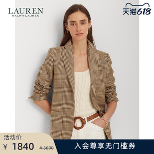 lauren拉夫劳伦女装，经典款修身版格纹粗花呢，西装外套rl60931