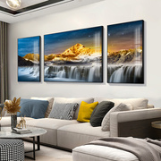 定制客厅装饰画沙发背景墙挂画现代轻奢高档大气三联画自然风景山