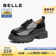 百丽黑色牛津鞋女鞋秋季鞋子厚底小皮鞋单鞋B1531CM3