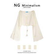 ngminimalism2022年春季女装防晒开衫，雪纺上衣设计感小众衬衫潮