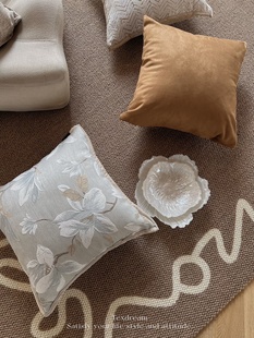 Texdream花枝玉兰 法式复古抱枕客厅沙发中式侘寂风靠垫枕套含芯
