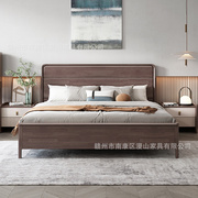 北欧胡桃木全实木床1.8米双人，储物大床现代简约主卧1.5米卧室家具
