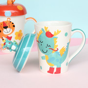 泰国进口卡通儿童陶瓷马克杯，带盖早餐杯牛奶，杯情侣杯子生肖水杯