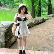 自由的猫「心动开场白」白色纯欲蕾丝蛋糕裙夏季百搭短裙裤女