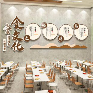 食堂文化墙面贴纸公司员职工餐厅背景挂画设计宣传标语装饰布置