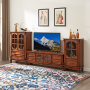 欧式实木电视柜 客厅雕花家具玻璃酒柜组合美式家用复古地柜