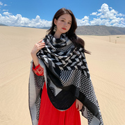 西藏旅游民族风加厚开叉披肩斗篷秋冬季保暖围巾女百搭外搭披风