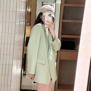 春秋装韩版chic高级感宽松休闲西服嫩茶绿色小个子西装外套女