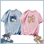 卡通猫和老鼠情侣装运动纯棉t恤衫时尚，高街风休闲大码短袖t恤