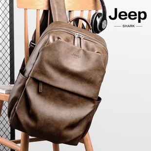 jeep吉普男士双肩包时尚(包时尚，)休闲背包复古皮包，休闲电脑包书包旅游包潮