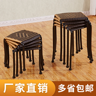 藤编凳子编织椅子塑料矮凳，小板凳换鞋凳，家用儿童方凳创意成人餐椅