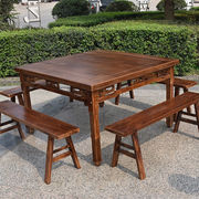 八仙桌饭桌正方形木制中式明清仿古方桌原木四方餐桌家用桌椅组合