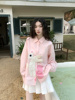 法式粉色兔子长袖衬衫，女春秋设计感师款小众独特别致上衣甜美衬衣