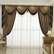 欧式窗帘遮光加厚纯色奢华大气丝绒G布窗帘头幔客厅卧室窗帘布
