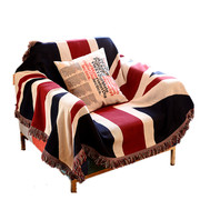 米字旗纯棉线毯沙发巾北欧时尚沙发，毯床尾毯桌布，地毯单双人(单双人)沙发垫