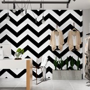 3d黑白格条纹墙纸轻奢几何格子，壁画卧室背景墙布波浪空间延伸壁纸