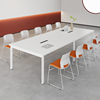 小型会议桌白色简约现代6人长桌钢架简易8人长方形会议室桌椅组合