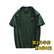 夏季短袖t恤男纯棉美式复古潮流，运动休闲大码印花上衣280g