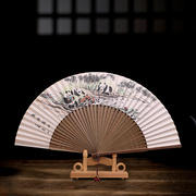 中国工艺竹制品折扇古典女士扇子特色面花绢寻锦记