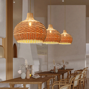 日式吊灯创意民宿酒店咖啡厅创意吊灯设计师别墅客厅餐厅藤编灯