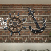 地中海船舵方向盘实木质客厅背景墙上装饰大号舵手壁挂海洋壁饰