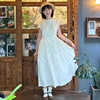 白色短袖连衣裙法式显瘦高级感女夏季纯棉长裙子小个子度假休闲风