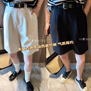 欧洲站2024夏季SHANGJIA时尚高腰配皮带简约气质垂感五分短裤