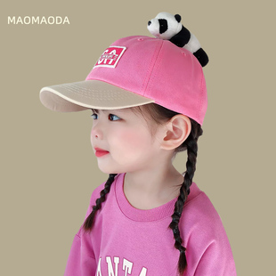 宝宝帽子儿童公仔熊猫，遮阳鸭舌帽男童女孩，春秋夏季卡通动物棒球帽