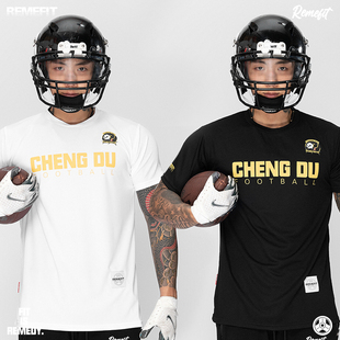 remefitx熊猫人联名橄榄球城市系列，美式运动薄款t恤速干训练短袖