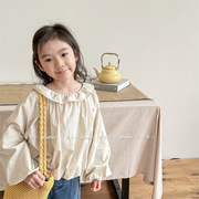 女童衬衫2024春季韩版儿童蝙蝠，袖水洗棉宽版衬衣宝宝娃娃衫