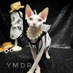 YMDR斯芬克斯无毛猫德文夏凉款纯棉莱卡闪亮片名媛范儿系肩带吊带