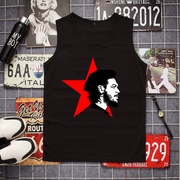 胡巴红色革命英雄切格瓦拉印花图案衣服青少年无袖，宽松背心t恤衫