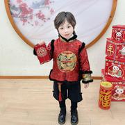 儿童唐装拜年服冬季男童加厚汉服宝宝新年棉服套装男孩中国风古装